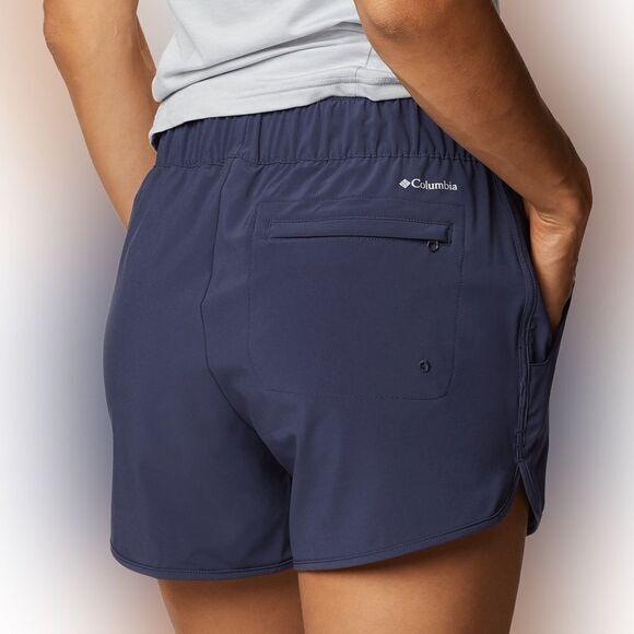 Columbia woman’s Pleasant Creek Stretch navy pull on Shorts w/ pockets 4” M - Picture 1 of 13